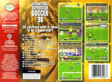 International Superstar Soccer '98 (USA) box cover back